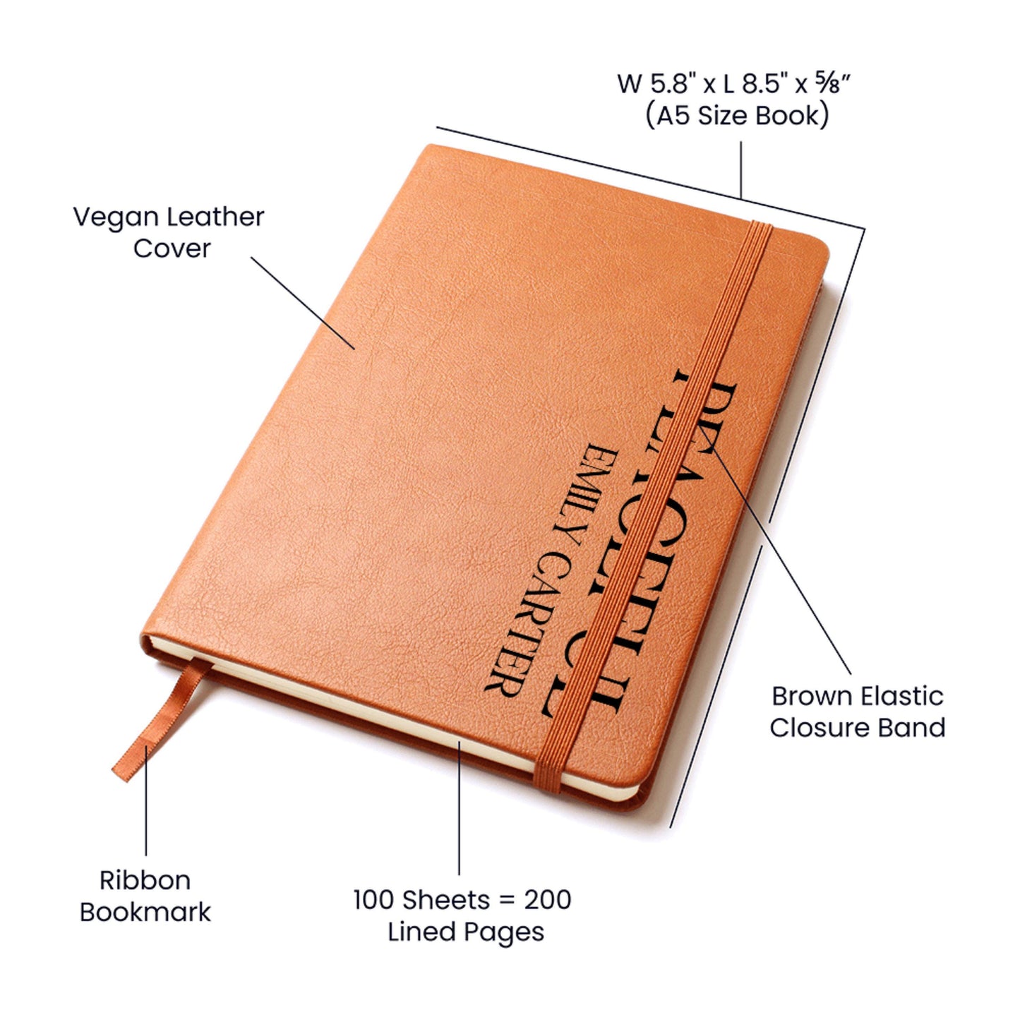 Personalized Leather Journal- Peaceful
