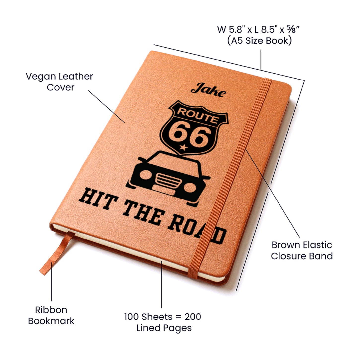 Personalized Route 66 Travel Journal – Road Trip Planner & Memory Book for USA Road Adventures, Historic US Route 66 Vacation Diary