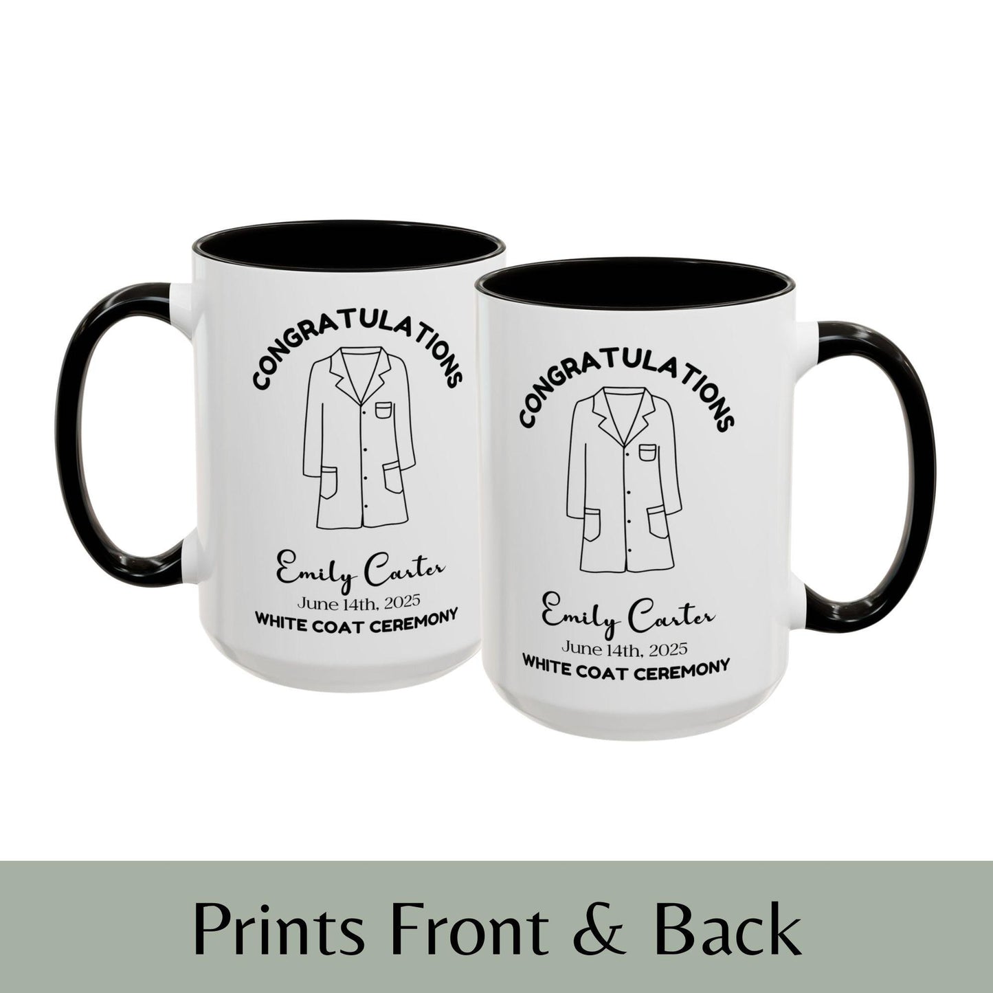 Personalized White Coat Ceremony Gift Mug 15oz - Future Doctor Gift Medical Student Nurse Dentist Pharmacist Vet Graduation Gift Keepsake