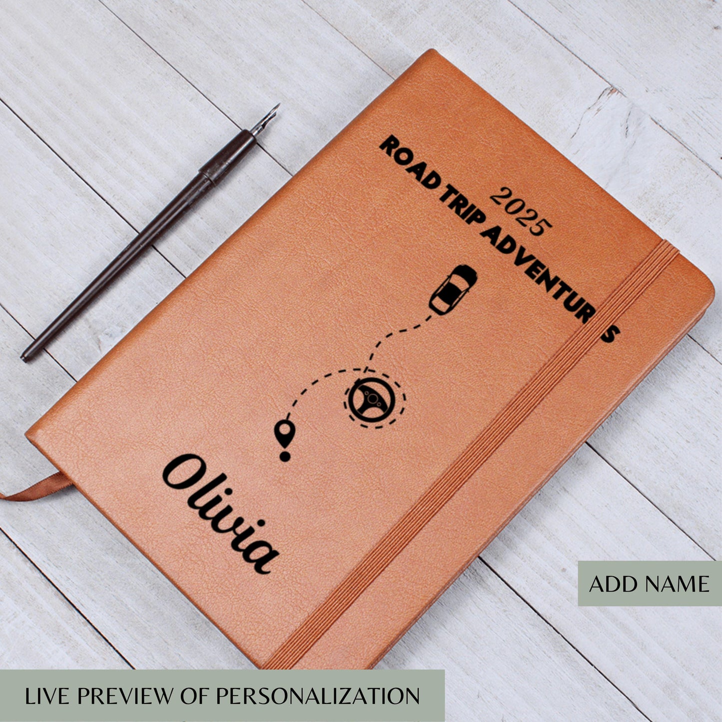 Road Trip Adventures Trip Planner - Personalized Leather Travel Journal Road Trip Diary Road Trip Gift Trip Planner Road Adventure Journal