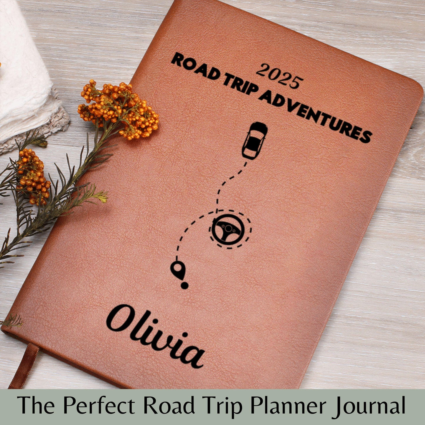 Road Trip Adventures Trip Planner - Personalized Leather Travel Journal Road Trip Diary Road Trip Gift Trip Planner Road Adventure Journal