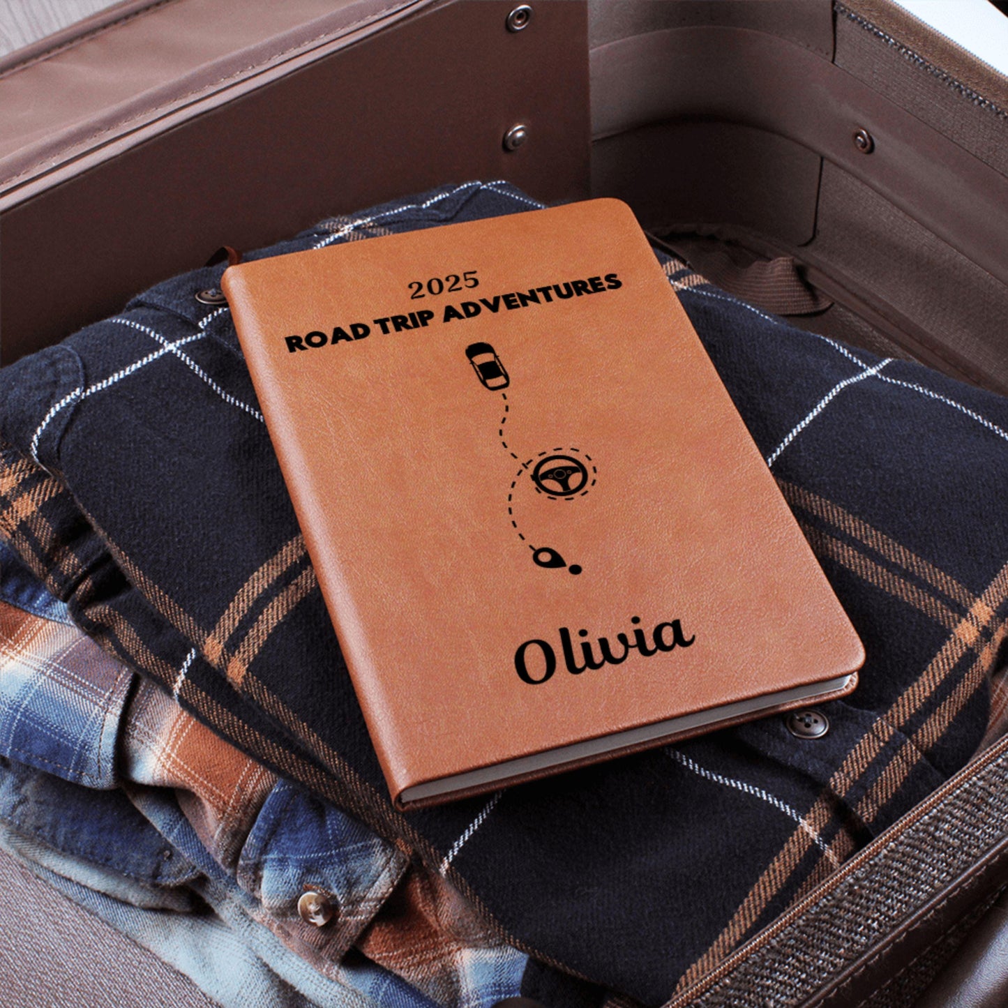 Road Trip Adventures Trip Planner - Personalized Leather Travel Journal Road Trip Diary Road Trip Gift Trip Planner Road Adventure Journal