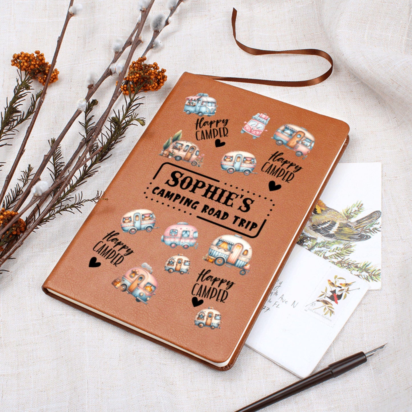 Camping Journal for Teen Girls Personalized Road Trip Planner Cute Travel Diary Adventure Log Gift for Outdoorsy Girls Campers Van Life Gift