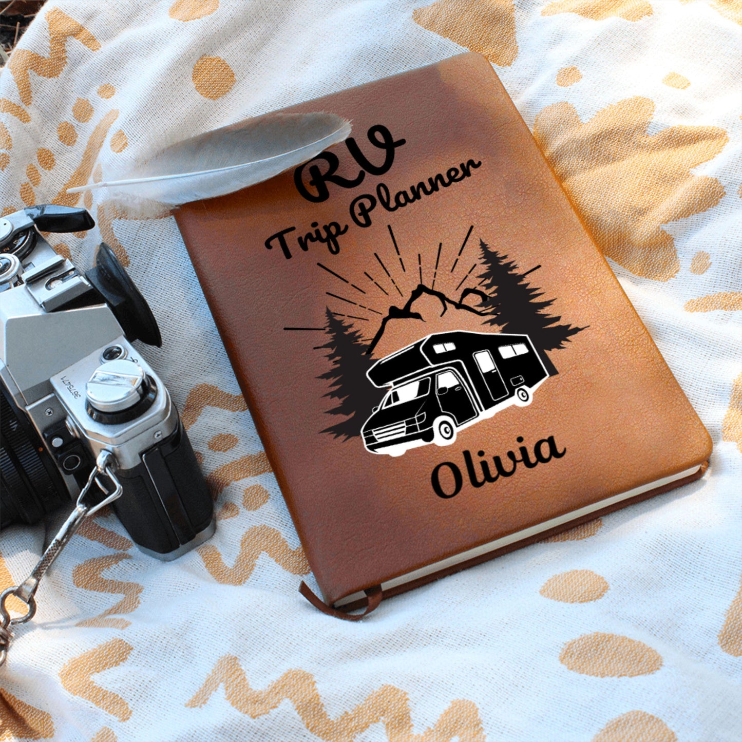RV Trip Planner Leather Travel Journal Personalized Road Trip Notebook Custom Camper Adventure Diary Gift for RV Travelers Camping Gift Her