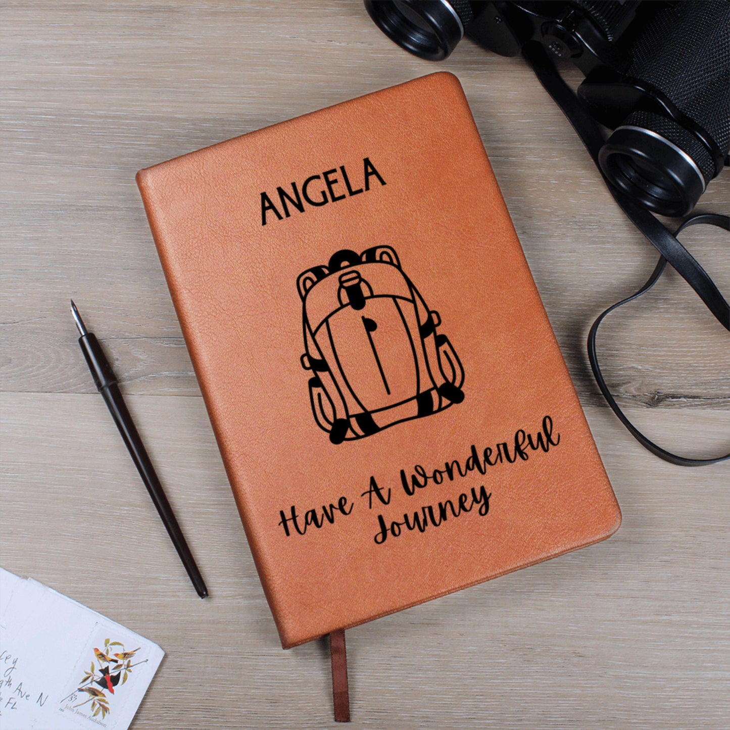 Personalized Backpacker Travel Journal Custom Name Adventure Notebook Gift for Travelers Hikers Gap Year Students Safe Journey Keepsake