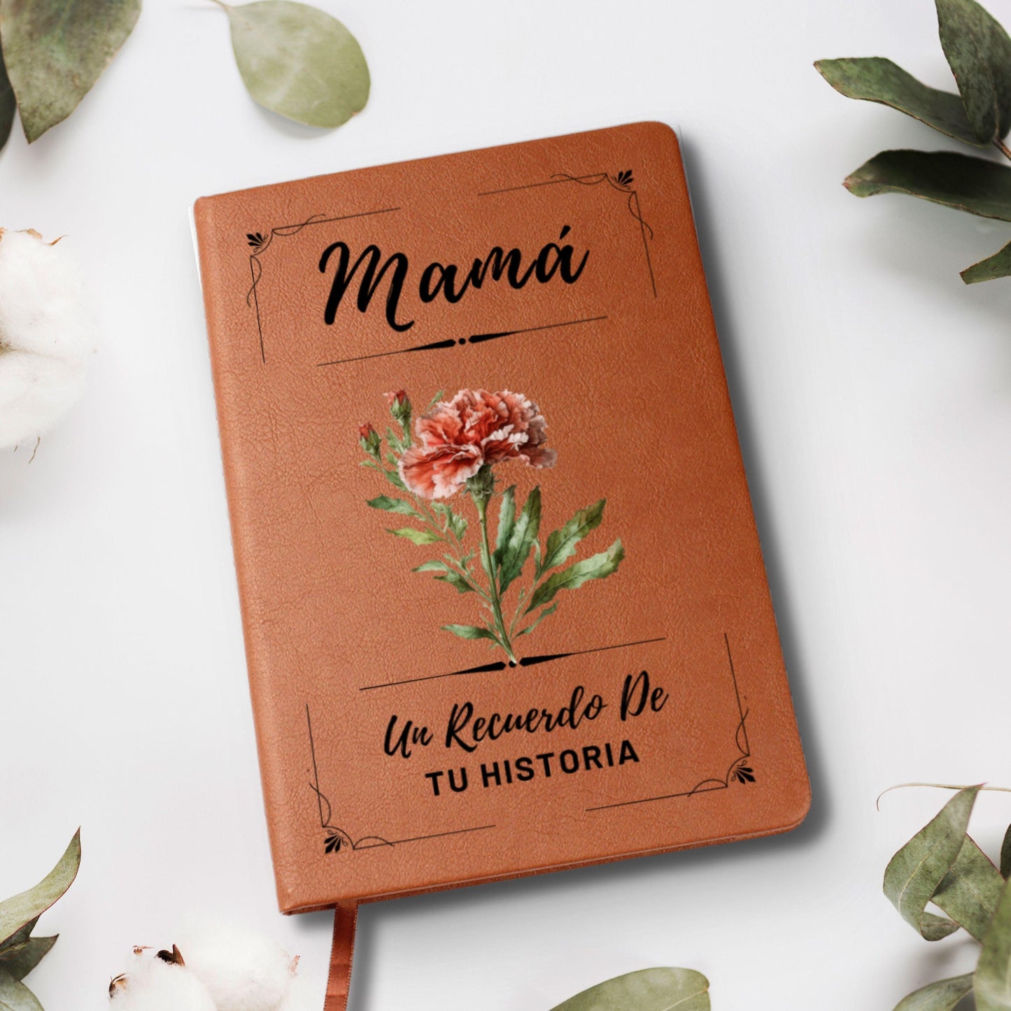 Diario Personalizado Flor de Nacimiento para Mamá Cuaderno de Cuero Vegano Regalo Sentimental Libro de Recuerdos Cumpleaños y Legado Regalo