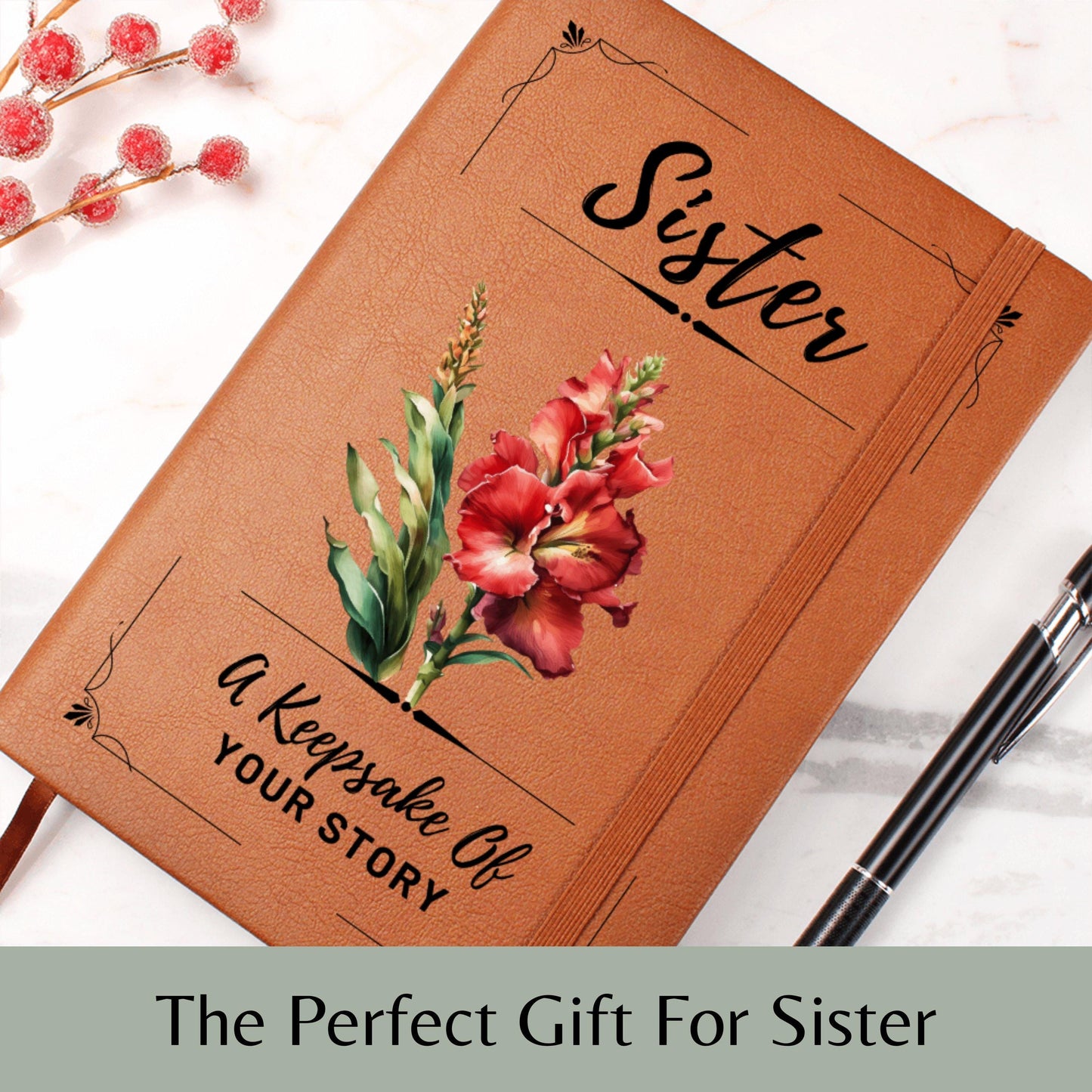 Personalized Sister Journal Birth Flower Memory Book – Thoughtful Gift for Sister Birthday, Keepsake Notebook, Sentimental Big Sis Gift