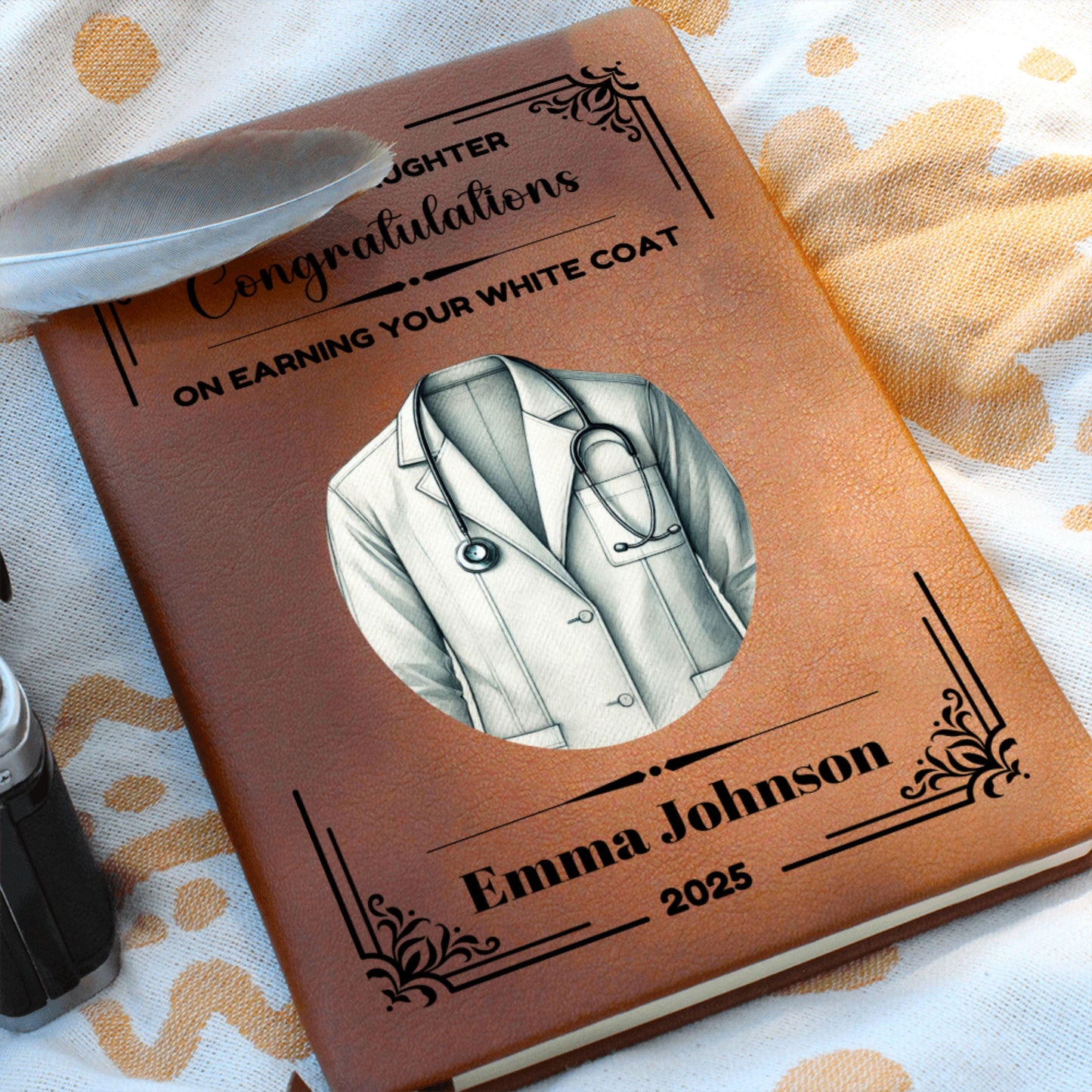 To My Daughter White Coat Ceremony Gift, Personalized Graduation Journal, Medical Milestone Keepsake, Gift for Future Doctor Nurse Vet PA