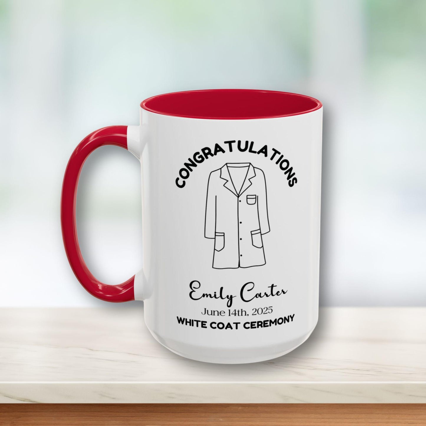 Personalized White Coat Ceremony Gift Mug 15oz - Future Doctor Gift Medical Student Nurse Dentist Pharmacist Vet Graduation Gift Keepsake