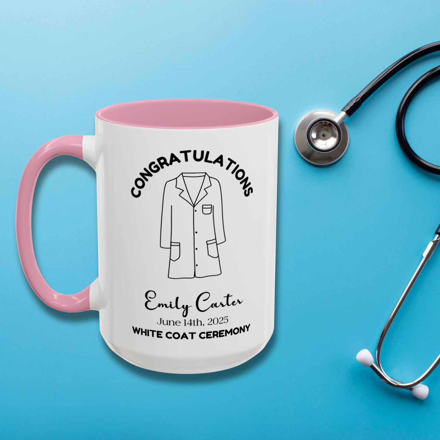 Personalized White Coat Ceremony Gift Mug 15oz - Future Doctor Gift Medical Student Nurse Dentist Pharmacist Vet Graduation Gift Keepsake