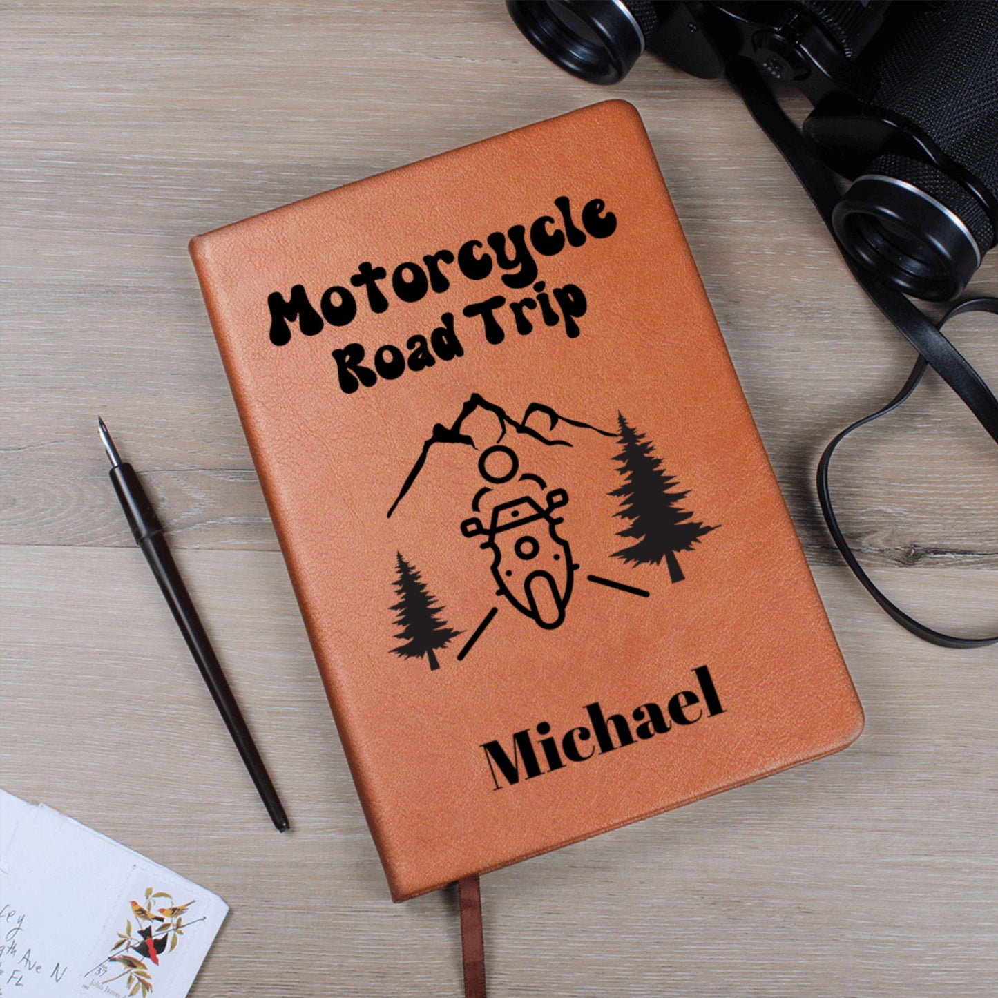 Motorcycle Road Trip Journal Personalized Travel Notebook Custom Name Biker Gift Adventure Log Motorcycle Rider Keepsake for Him or Her