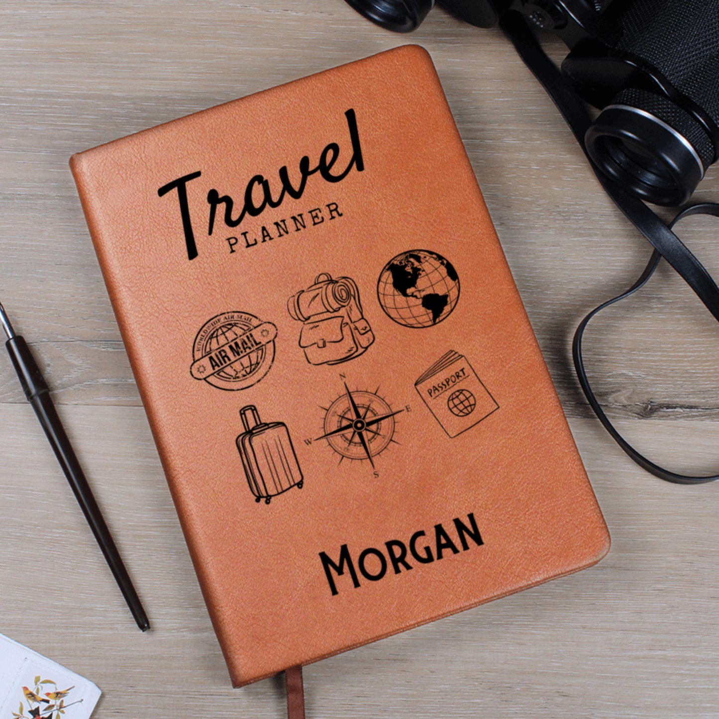 Personalized Leather Travel Planner Journal Custom Trip Notebook Travel Itinerary Organizer Travel Log Gift for Travelers Vacation Keepsake