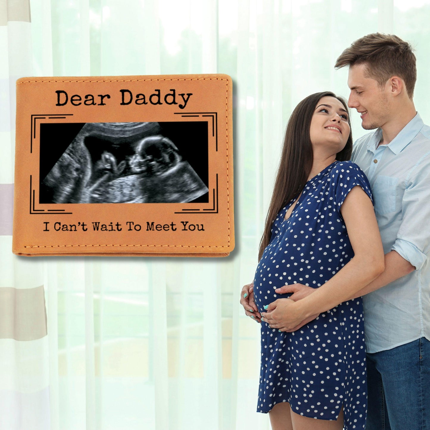 Dear Daddy Personalized Ultrasound Photo Wallet, Soon to be Daddy Gift, First Father's Day Gift, Ultrasound Gift for Dad, New Dad Gift