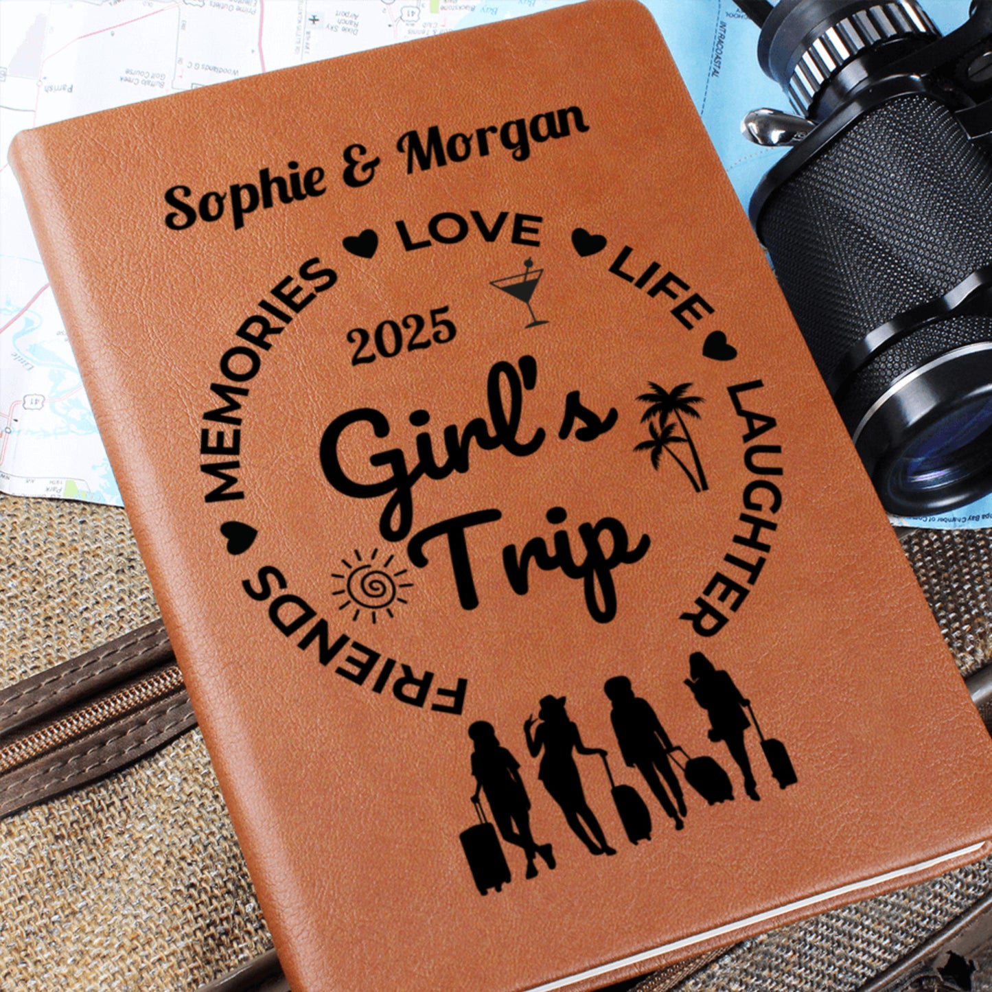 Personalized Girls Trip Journal Custom Travel Diary Gift for Women Friends Adventure Notebook Vacation Keepsake Book Travel Gift Planner