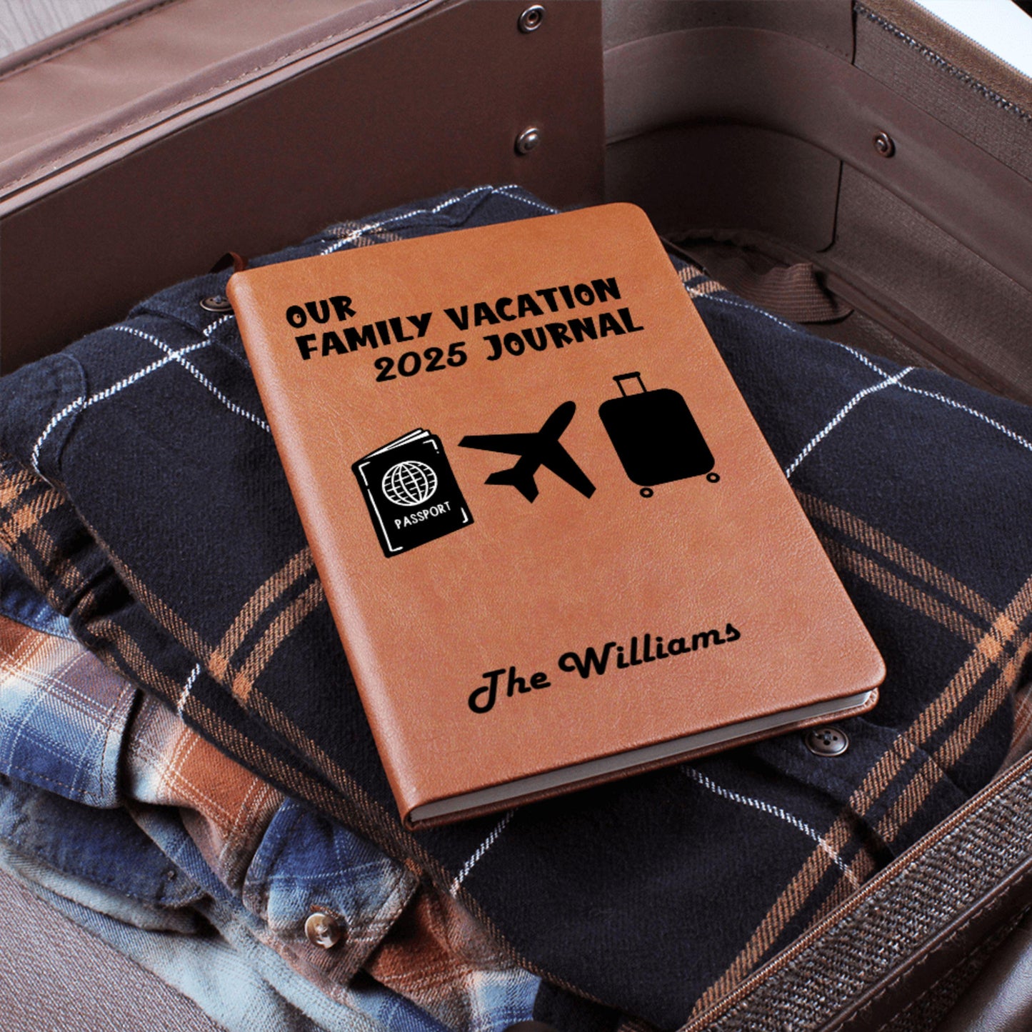 Personalized Family Vacation Journal Custom Travel Diary Gift Idea Trip Memory Notebook Leather Adventure Log Custom Name Travel Planner