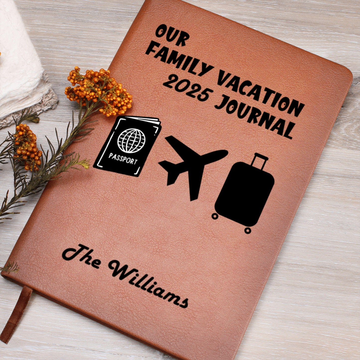 Personalized Family Vacation Journal Custom Travel Diary Gift Idea Trip Memory Notebook Leather Adventure Log Custom Name Travel Planner