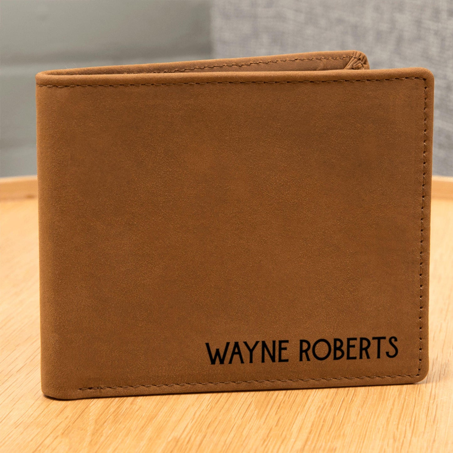 Personalized Name Bifold Leather Wallet Custom Engraved Cowhide Wallet Gift Him Father’s Day Present Dad Husband Boyfriend Son Custom Gift