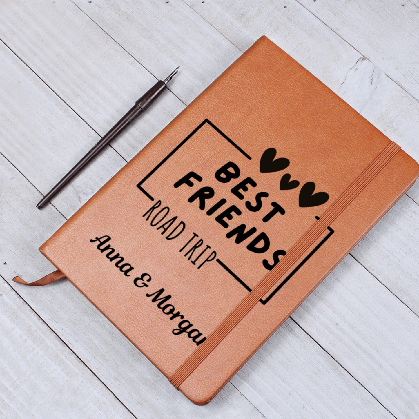 Personalized Best Friends Road Trip Leather Journal Custom Travel Diary Adventure Notebook Memory Book BFF Gift Girls Trip Keepsake Bestie