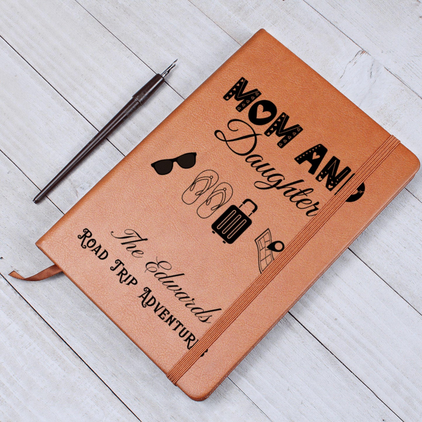 Mom and Daughter Road Trip Journal Personalized Leather Travel Diary Custom Adventure Notebook Gift for Mom Travel Memory Book for Daughter