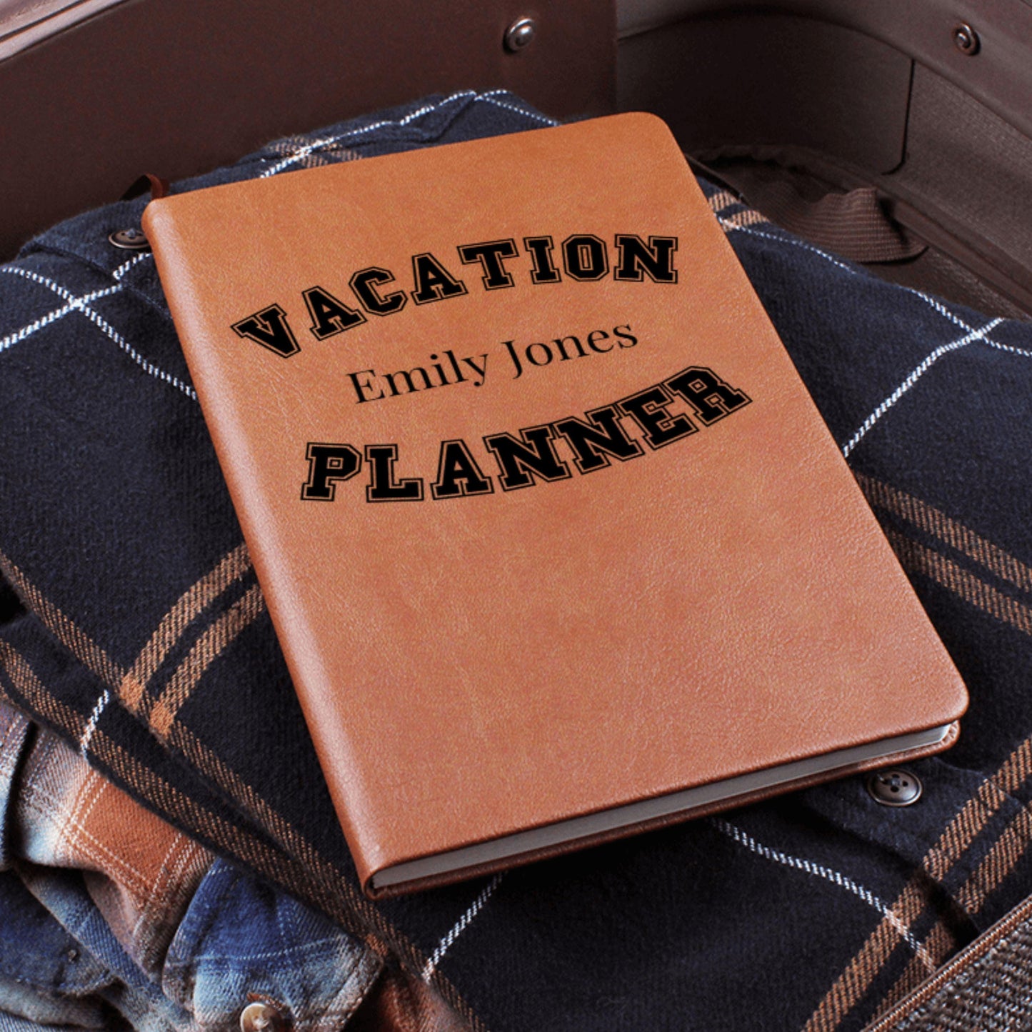 Personalized Vacation Planner Leather Journal Custom Travel Notebook Trip Organizer Gift for Travelers Itinerary Log Memory Book for Couples