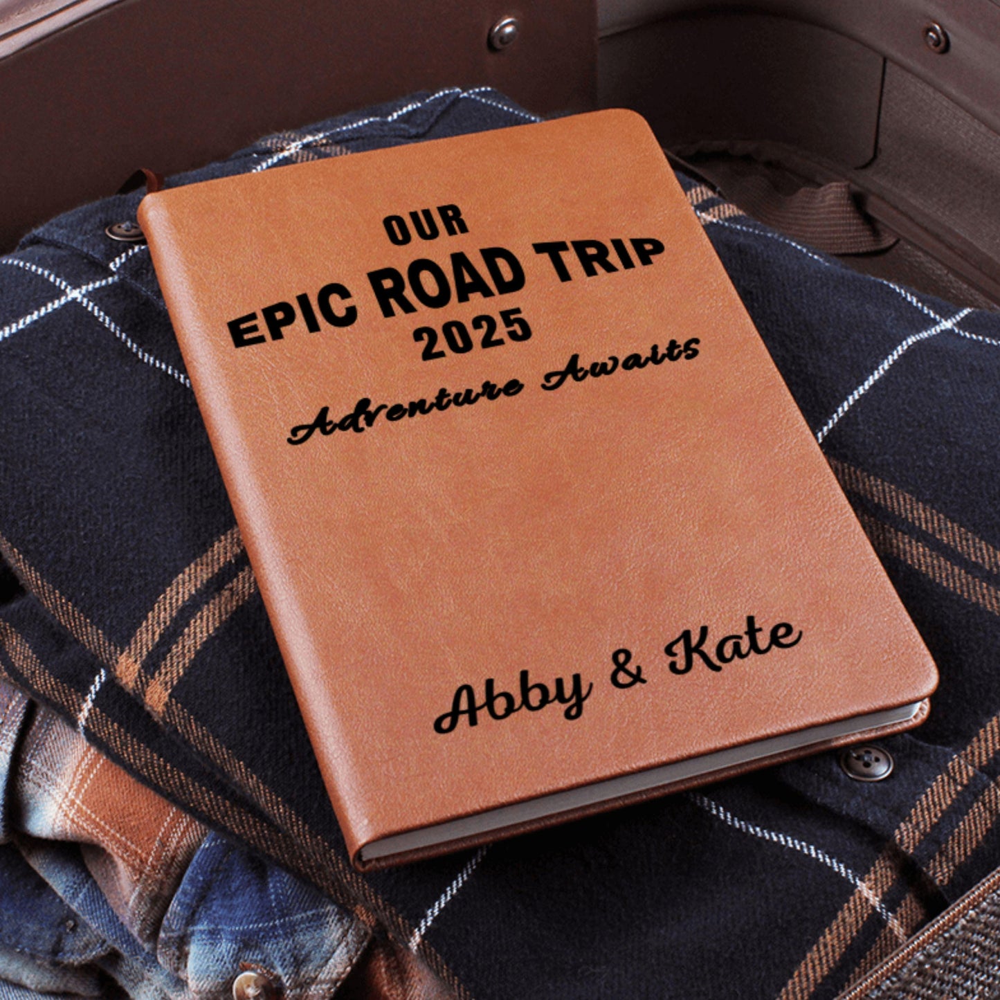Personalized Epic Road Trip Leather Travel Journal Custom Adventure Diary Gift for Travelers Road Trip Memory Notebook Travel Log Book
