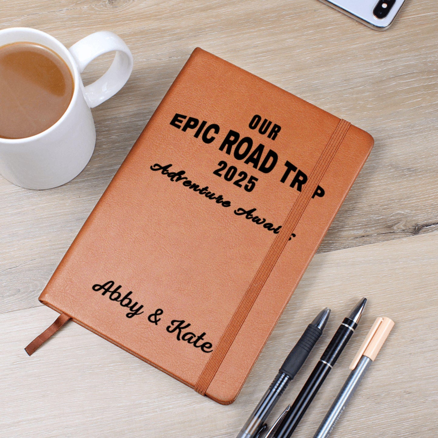 Personalized Epic Road Trip Leather Travel Journal Custom Adventure Diary Gift for Travelers Road Trip Memory Notebook Travel Log Book