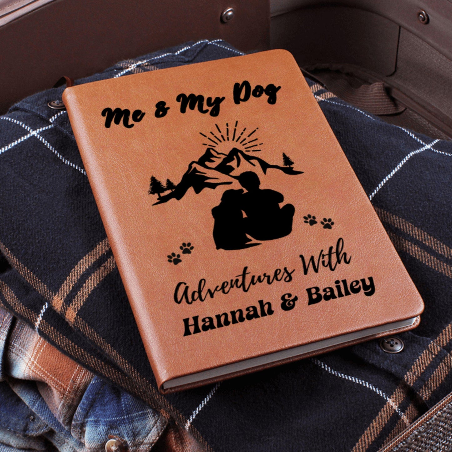 Personalized Me and My Dog Leather Travel Journal Custom Pet Adventure Diary Gift for Dog Lovers Travel Log Book Memory Notebook for Trips