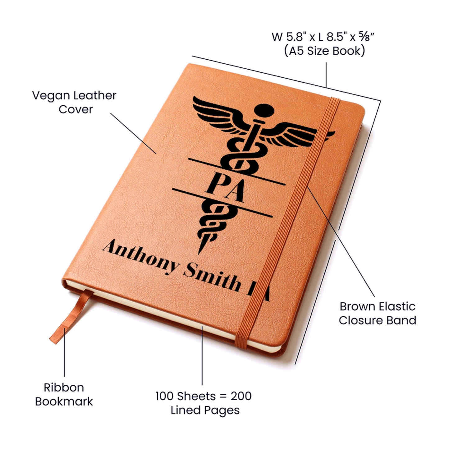 PA Gift Personalized Physician Assistant Journal Custom Graduation Gift PA School Notebook Future PA Present White Coat Ceremony Keepsake
