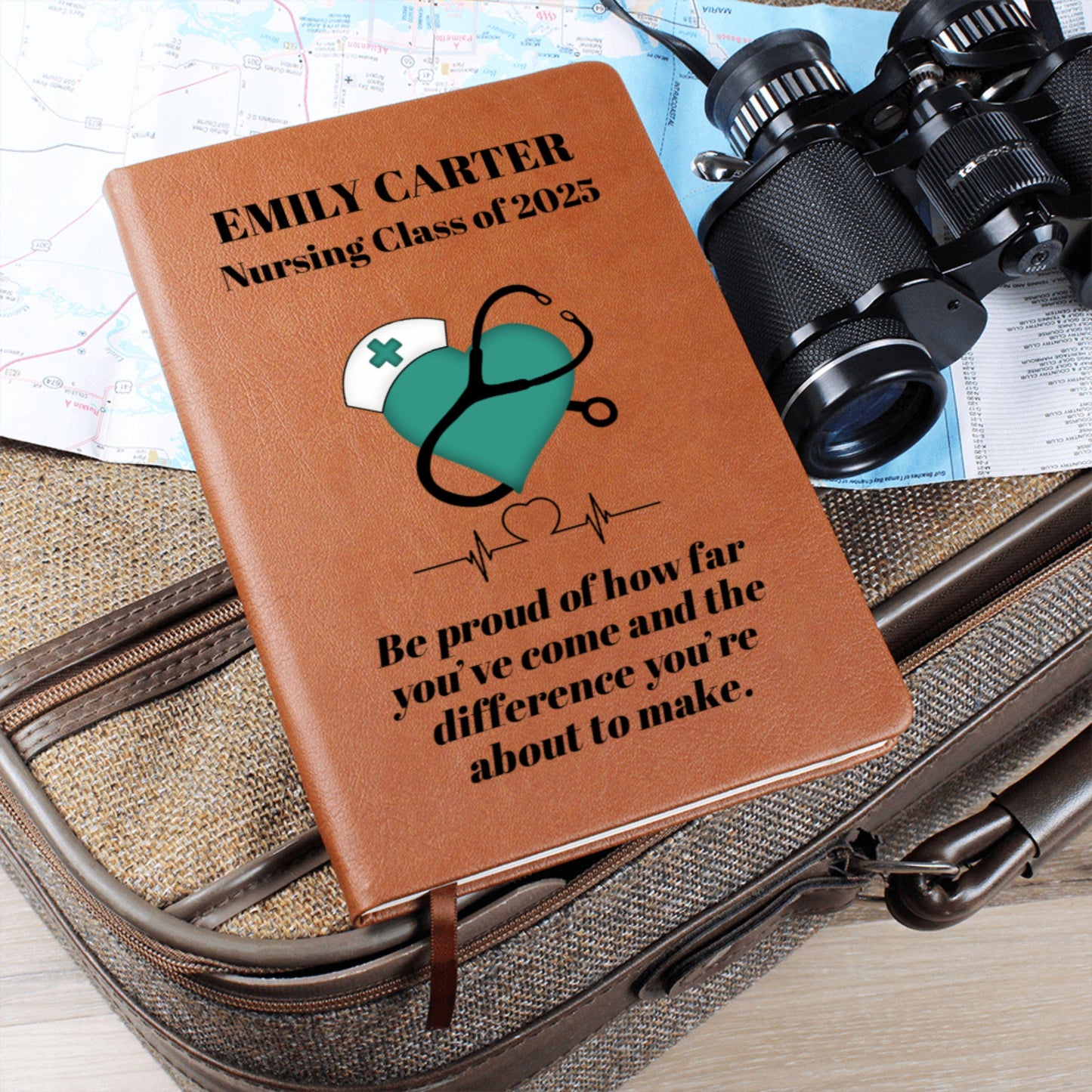 Personalized Nurse Graduation Journal Custom Leather Notebook Gift for Nursing School Grad New RN Gift Memory Book Student Nurse Keepsake
