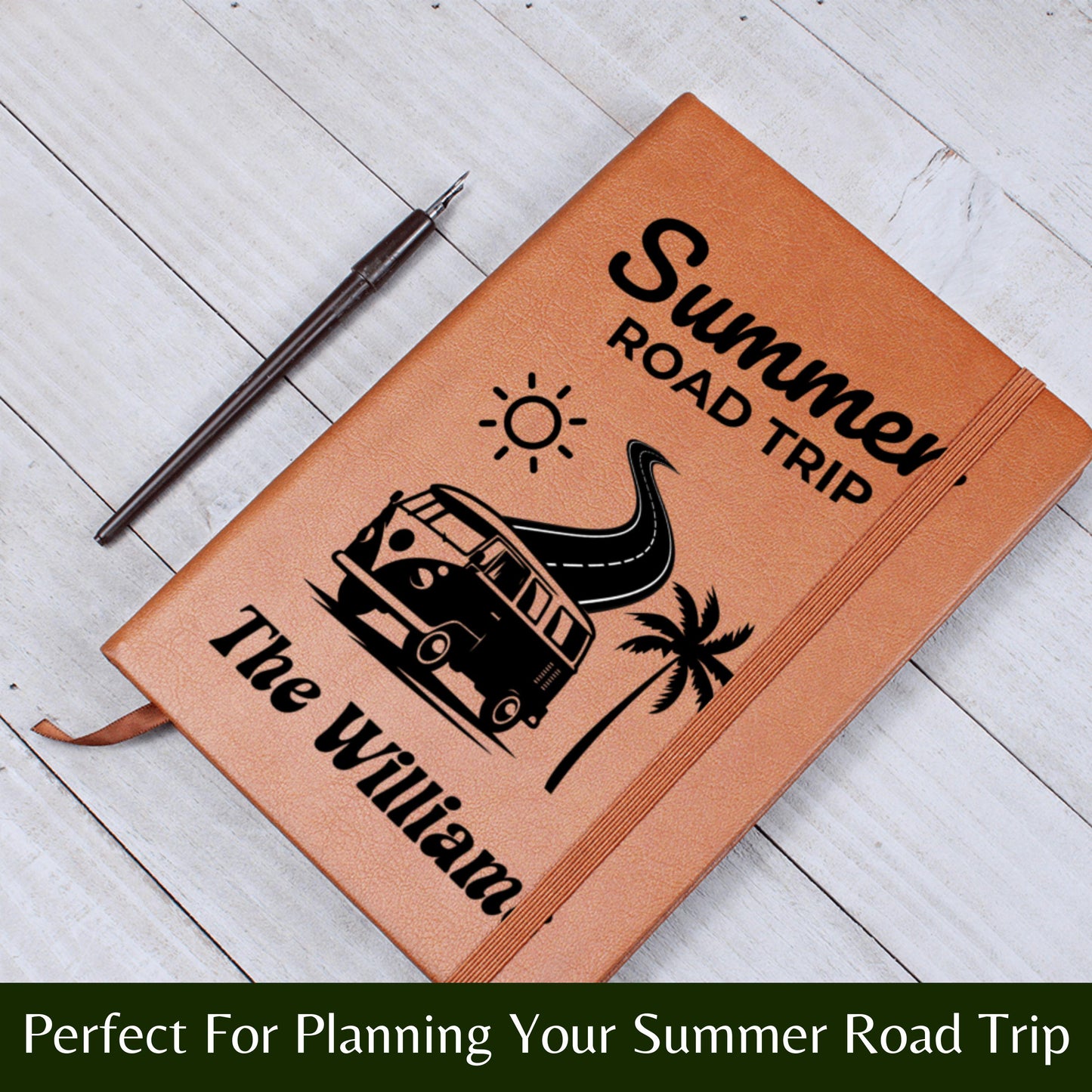 Summer Road Trip Journal Personalized Travel Notebook Custom Adventure Log Book Family Vacation Planner Gift for Travelers Car Trip Keepsake