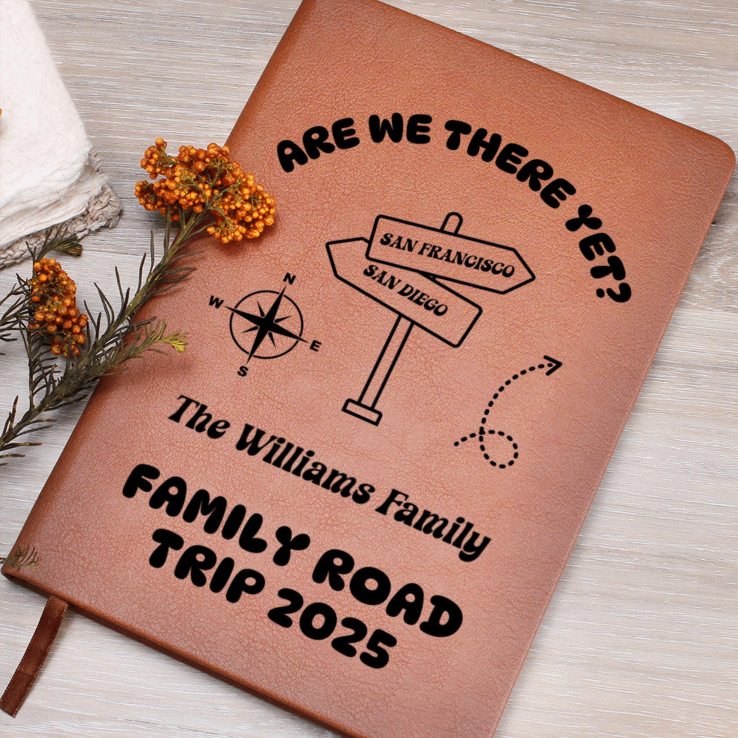 Personalized Family Name Road Trip Planner Custom Leather Journal Travel Log Vacation Keepsake Family Adventure Notebook Epic Road Trip Book