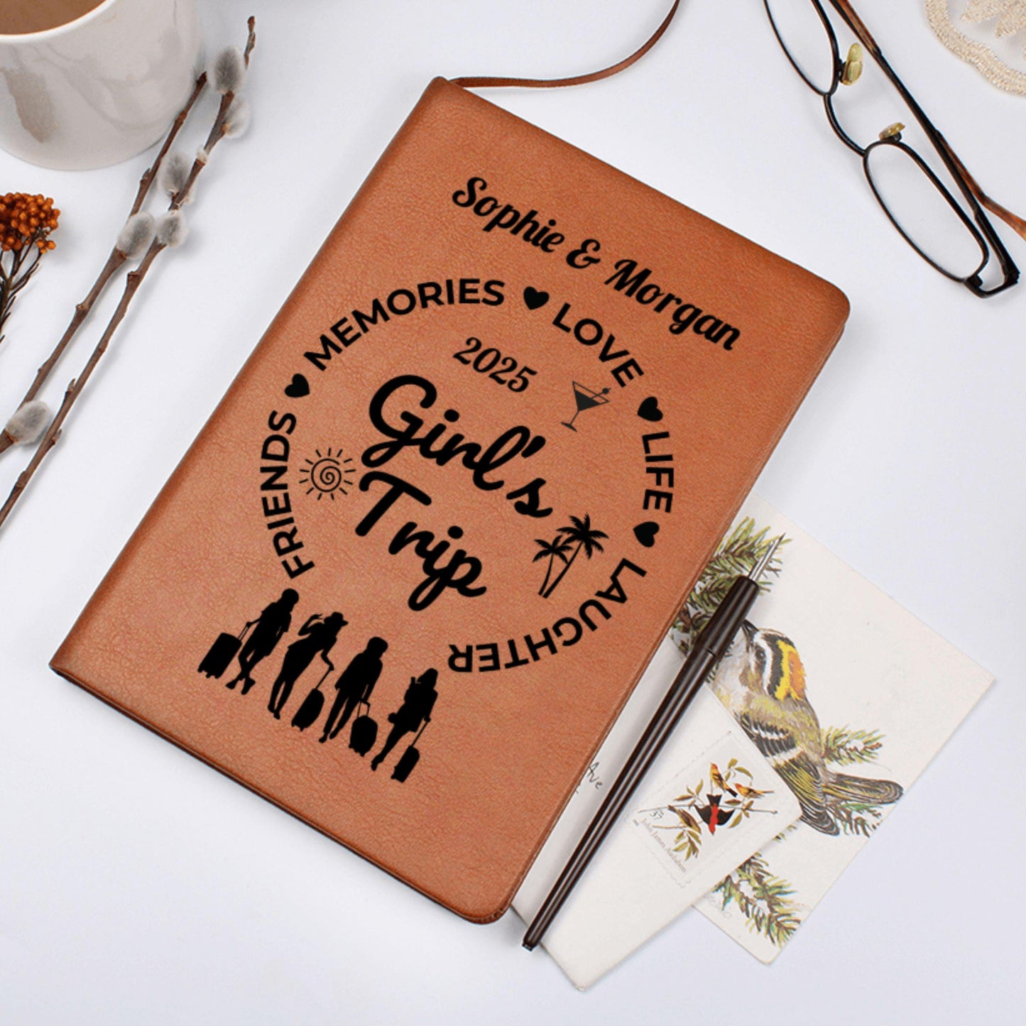 Personalized Girls Trip Journal Custom Travel Diary Gift for Women Friends Adventure Notebook Vacation Keepsake Book Travel Gift Planner