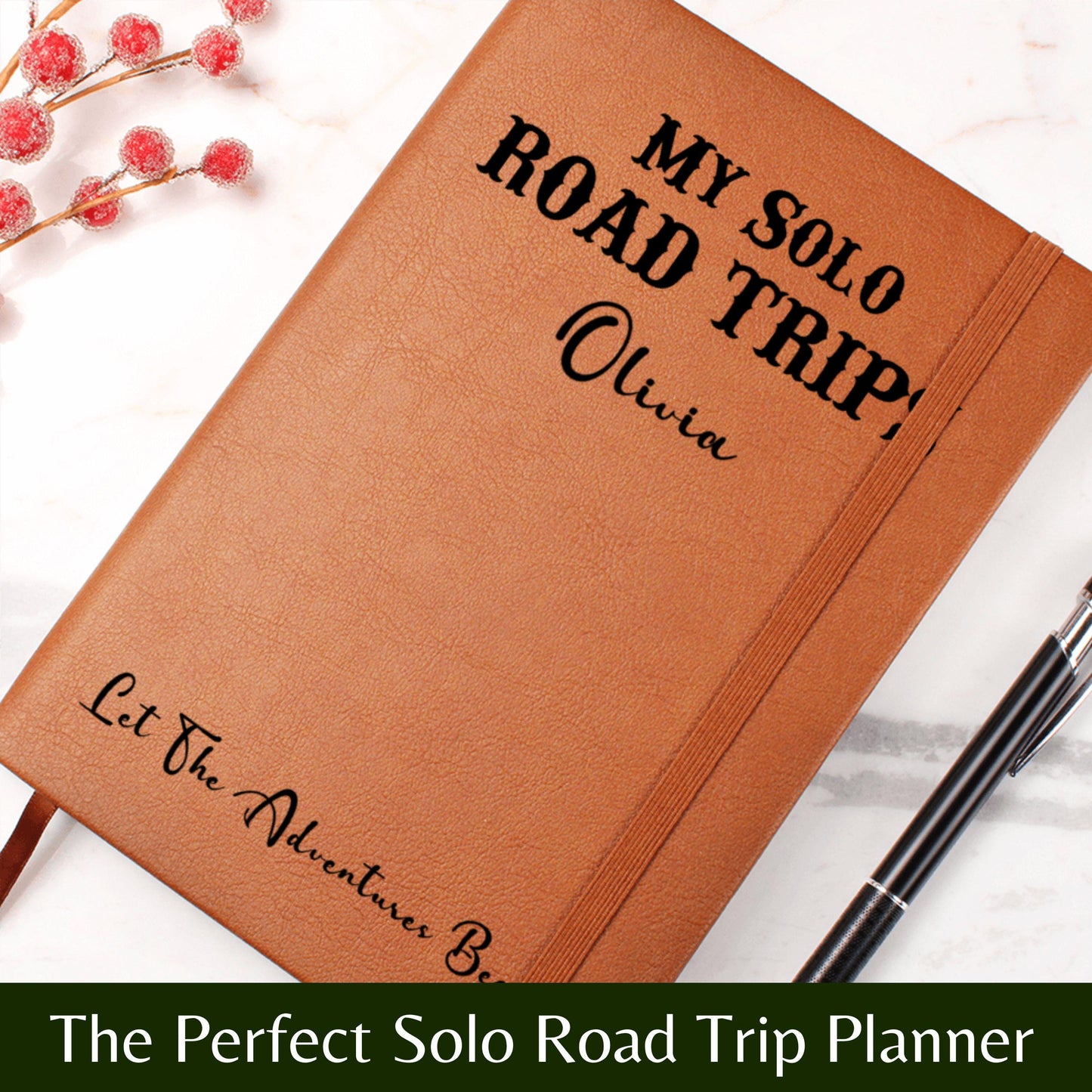 Personalized My Solo Road Trip Journal Custom Travel Diary Gift Idea Solo Adventure Notebook Leather Memory Book Custom Name Travel Log