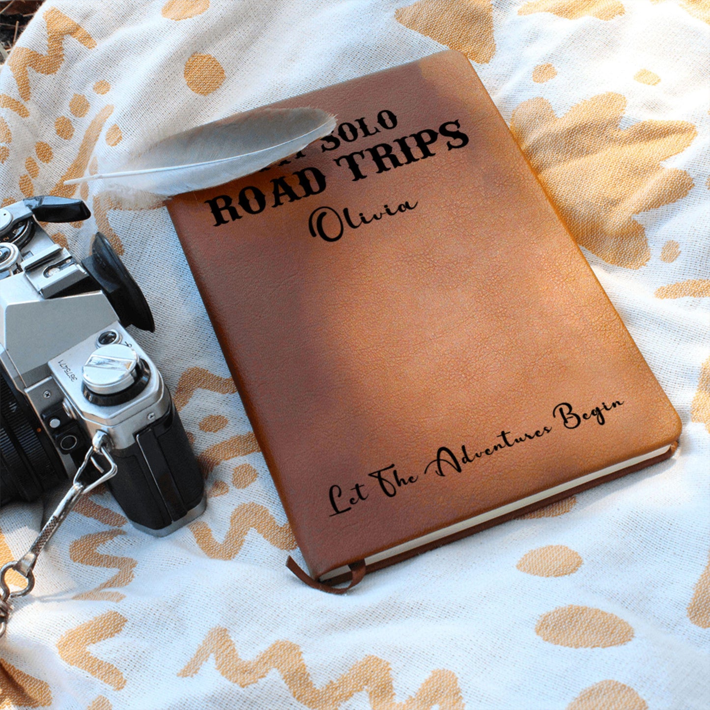 Personalized My Solo Road Trip Journal Custom Travel Diary Gift Idea Solo Adventure Notebook Leather Memory Book Custom Name Travel Log