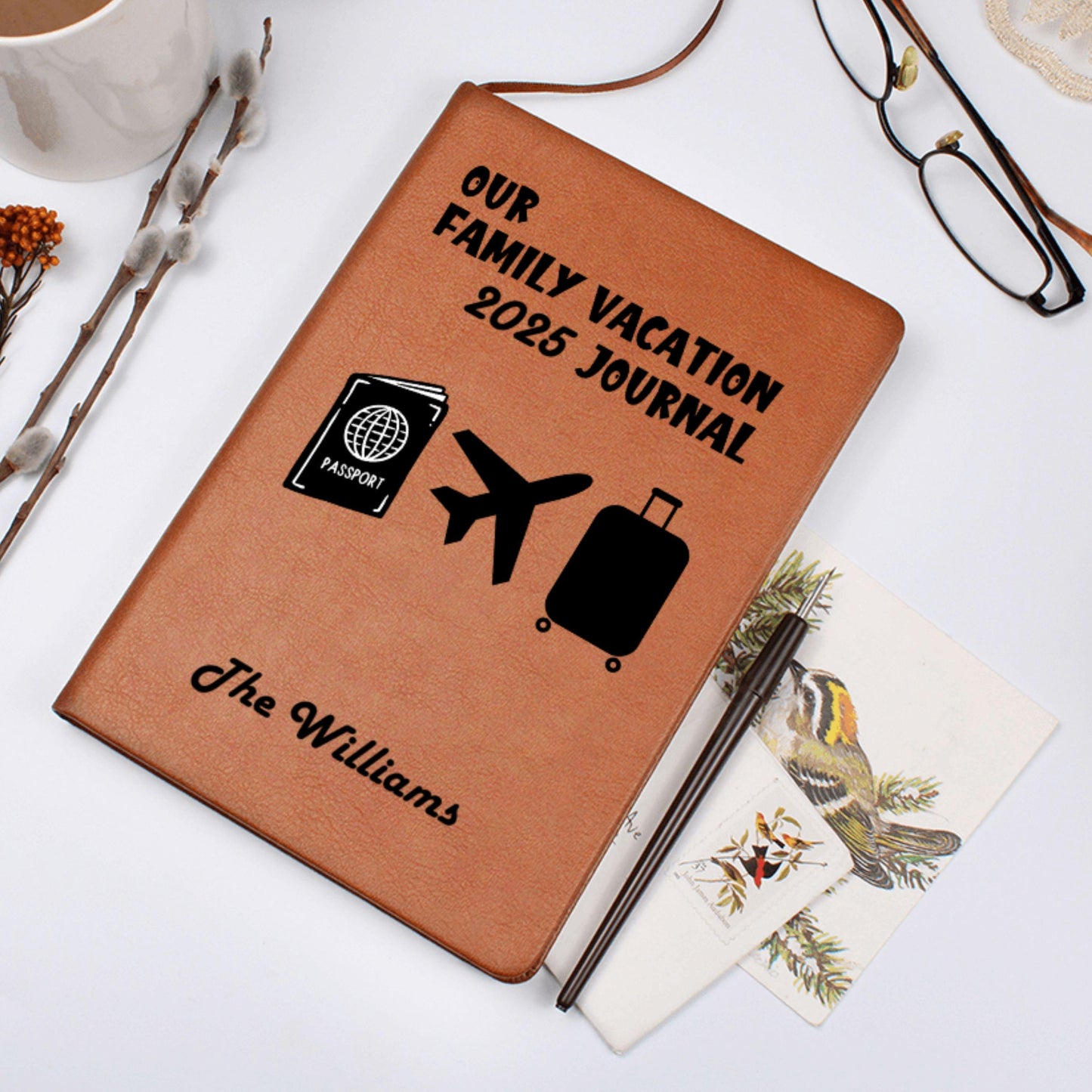 Personalized Family Vacation Journal Custom Travel Diary Gift Idea Trip Memory Notebook Leather Adventure Log Custom Name Travel Planner