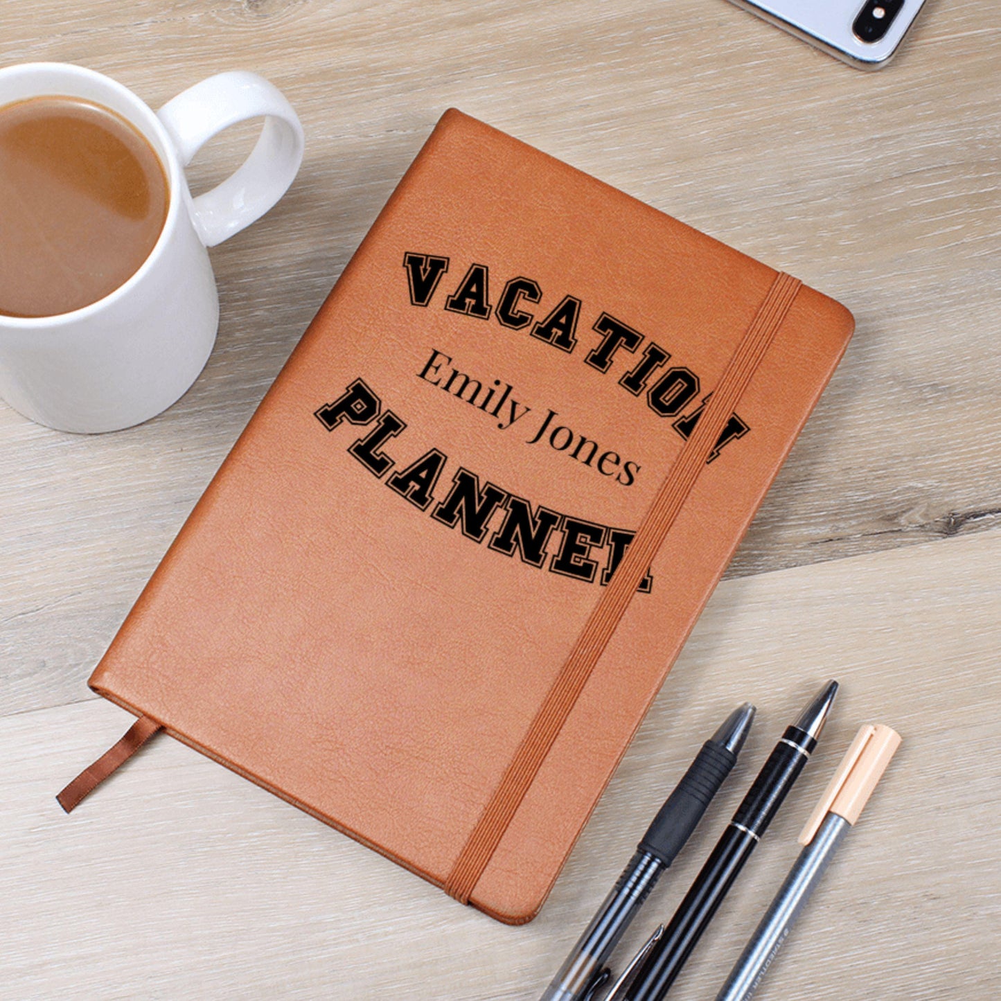 Personalized Vacation Planner Leather Journal Custom Travel Notebook Trip Organizer Gift for Travelers Itinerary Log Memory Book for Couples