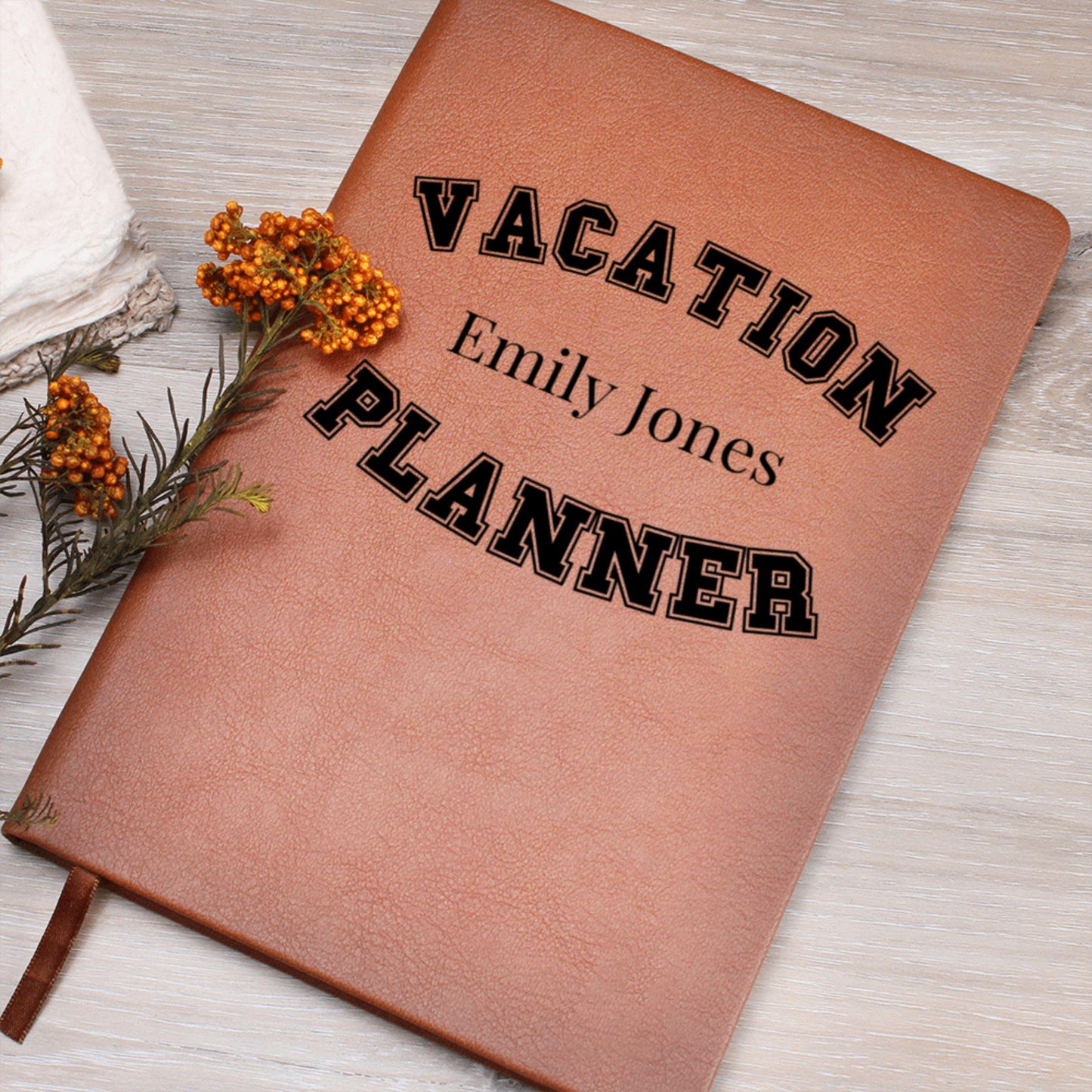 Personalized Vacation Planner Leather Journal Custom Travel Notebook Trip Organizer Gift for Travelers Itinerary Log Memory Book for Couples