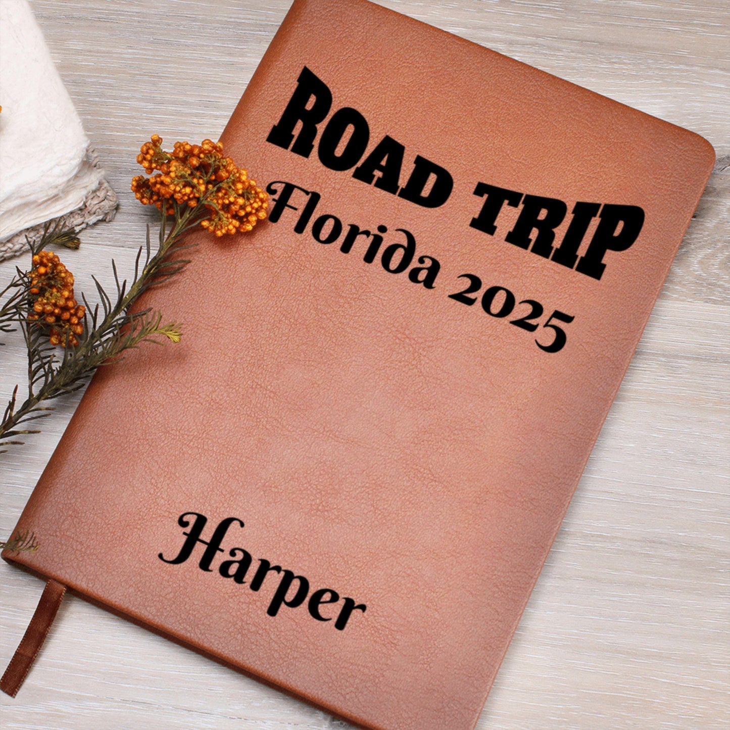 Personalized Road Trip Leather Journal Custom Travel Diary Adventure Log Book Gift for Travelers Travel Memory Notebook Solo Trip Couples