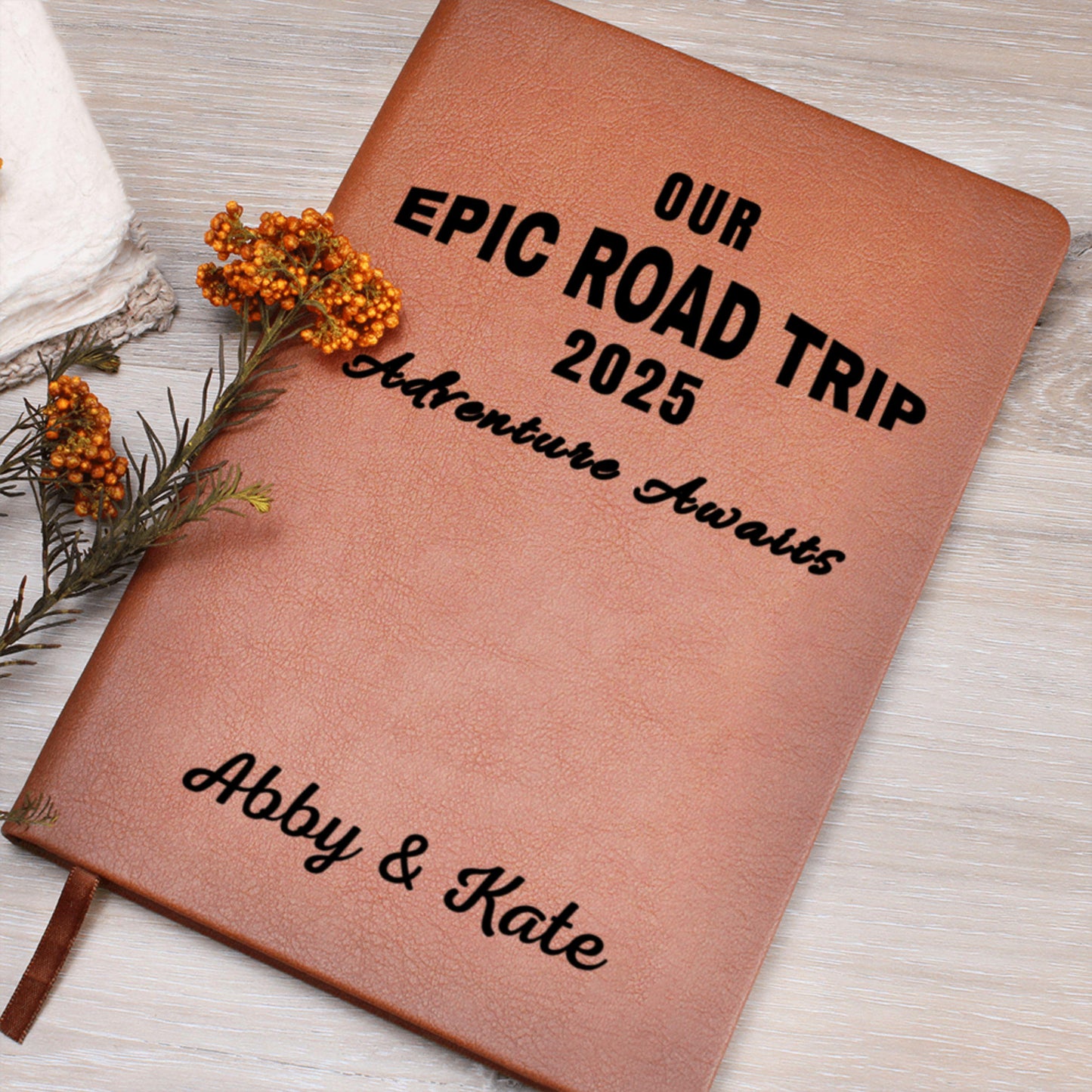 Personalized Epic Road Trip Leather Travel Journal Custom Adventure Diary Gift for Travelers Road Trip Memory Notebook Travel Log Book