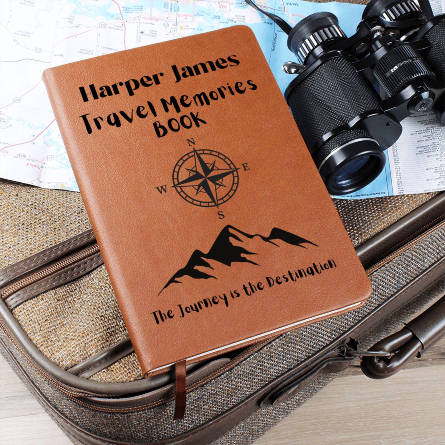 Personalized Travel Memories Leather Journal Custom Adventure Diary Travel Log Book Gift for Travelers Memory Notebook Trip Keepsake Journal