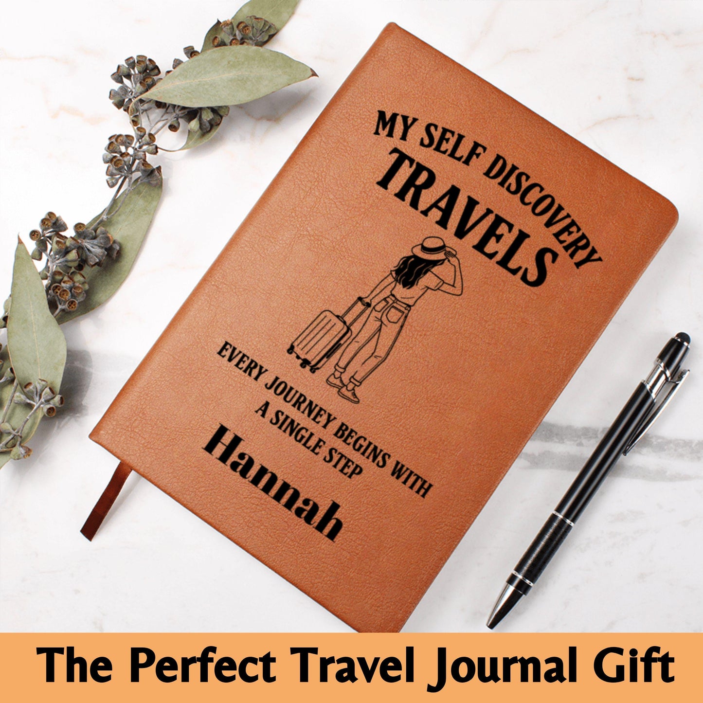 Personalized Self Discovery Travel Journal Custom Leather Diary for Reflection Growth Gift for Women Solo Travelers Healing Memory Notebook
