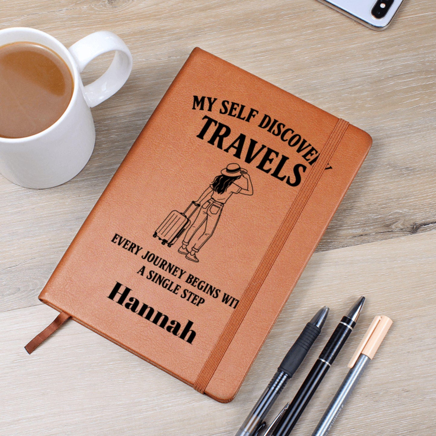 Personalized Self Discovery Travel Journal Custom Leather Diary for Reflection Growth Gift for Women Solo Travelers Healing Memory Notebook
