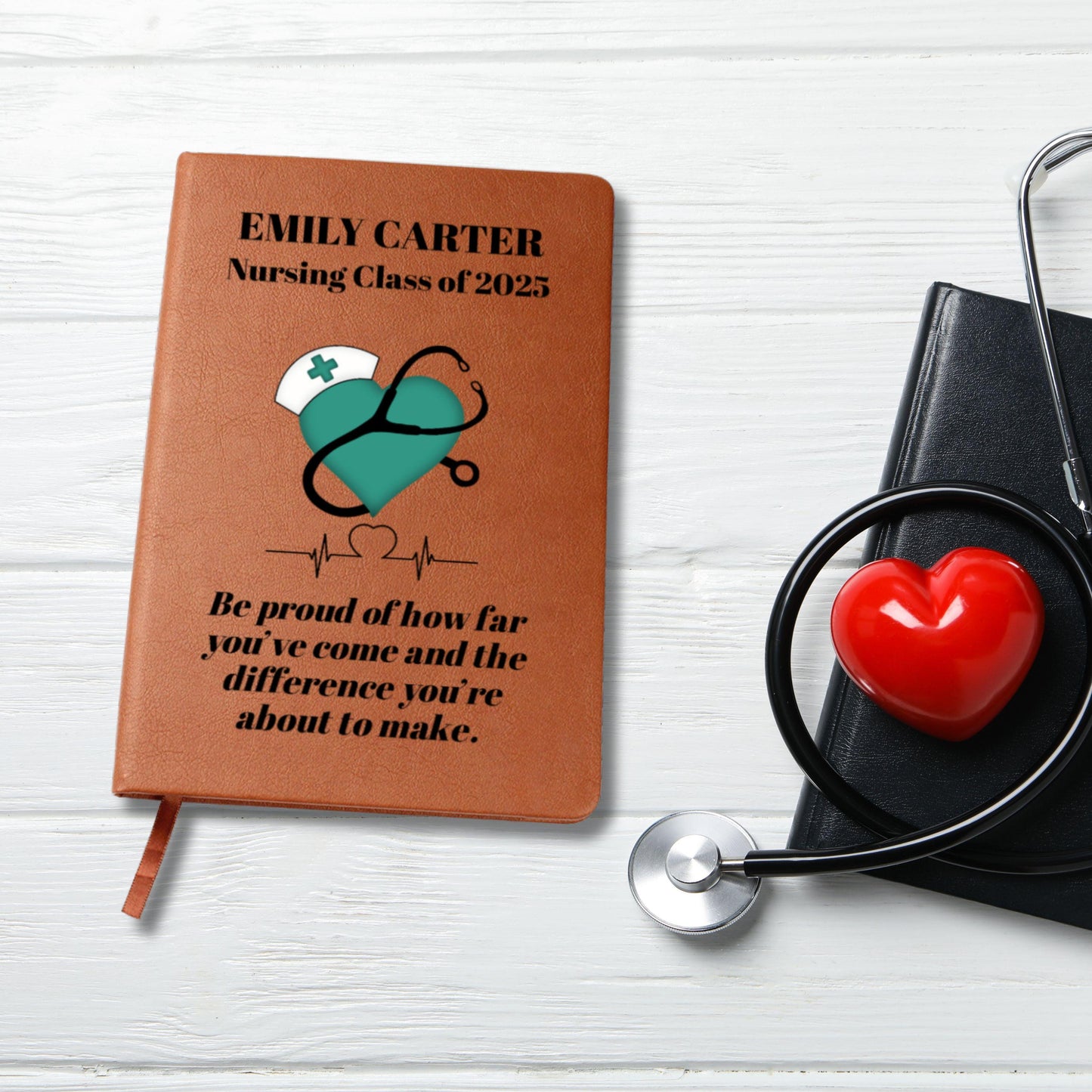 Personalized Nurse Graduation Journal Custom Leather Notebook Gift for Nursing School Grad New RN Gift Memory Book Student Nurse Keepsake
