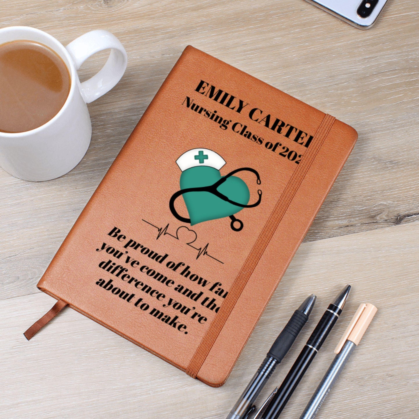 Personalized Nurse Graduation Journal Custom Leather Notebook Gift for Nursing School Grad New RN Gift Memory Book Student Nurse Keepsake
