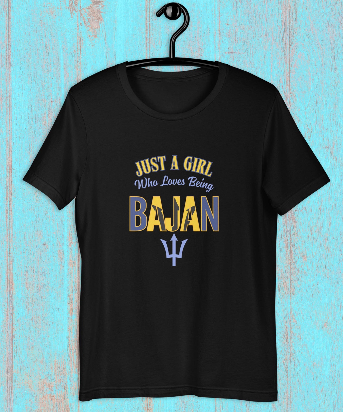 Just a Girl Who Loves Being Bajan T-Shirt Barbados Flag Shirt Gift for Bajan Women Caribbean Pride Tee Island Heritage Shirt for Travel