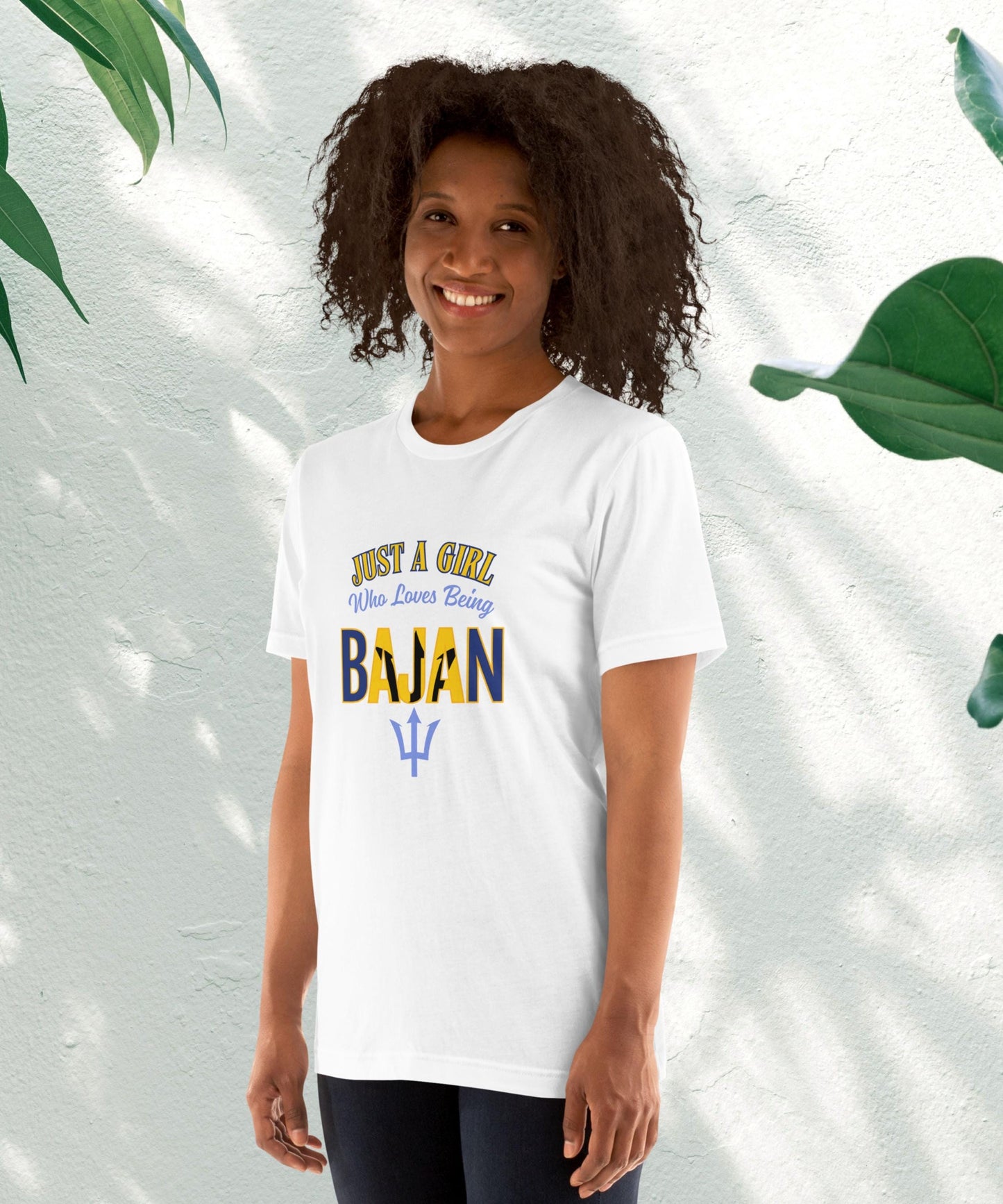 Just a Girl Who Loves Being Bajan T-Shirt Barbados Flag Shirt Gift for Bajan Women Caribbean Pride Tee Island Heritage Shirt for Travel
