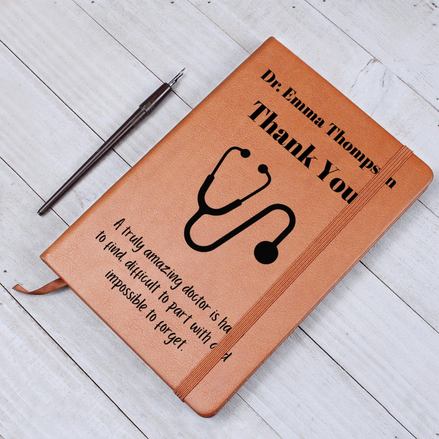 Personalized Doctor Thank You Leather Journal Gift Custom Stethoscope Notebook Medical Appreciation Keepsake for Retirement Graduation