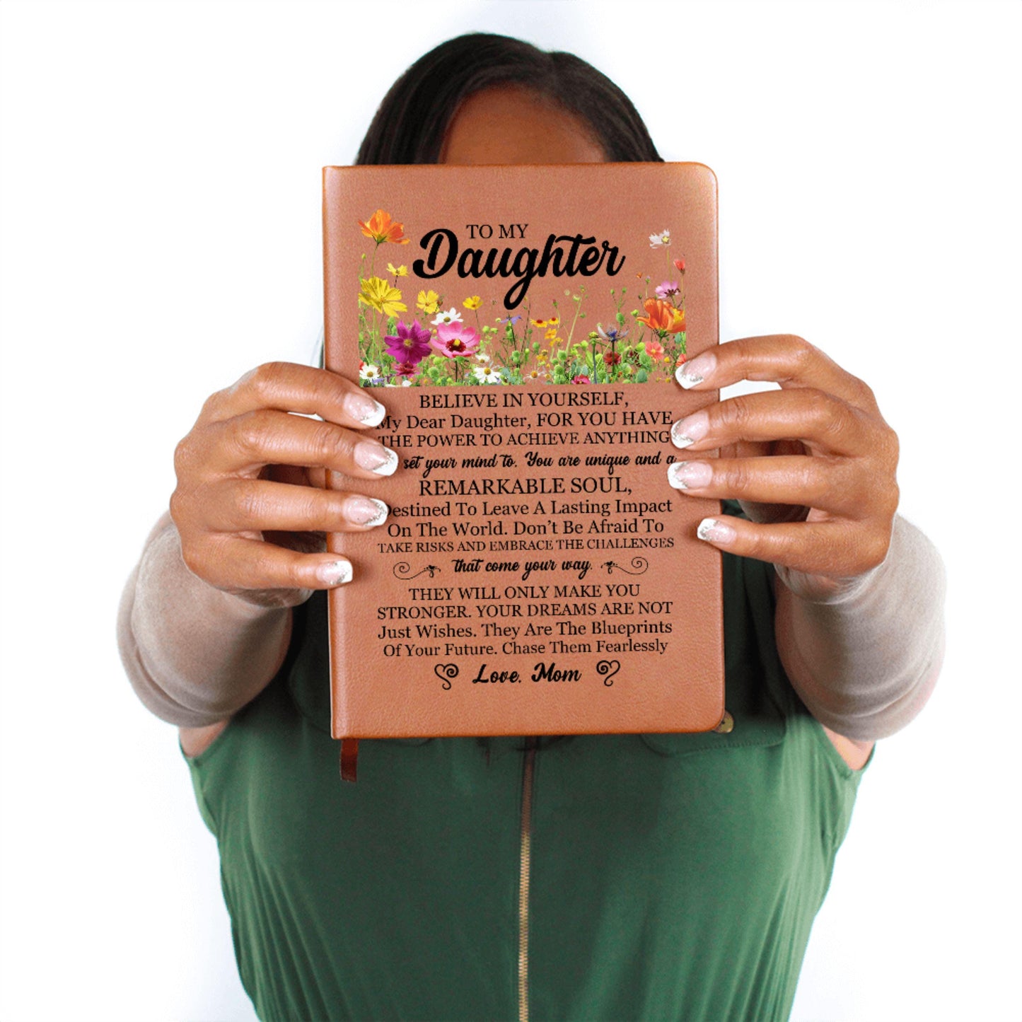 To My Daughter Gift from Mom, Leather Journal for Daughter Birthday, Graduation Gift for Her, Daughter Keepsake Book, Christmas A5 Notebook
