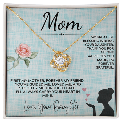 Mom - My Greatest Blessing - Love Knot Necklace Gift Set