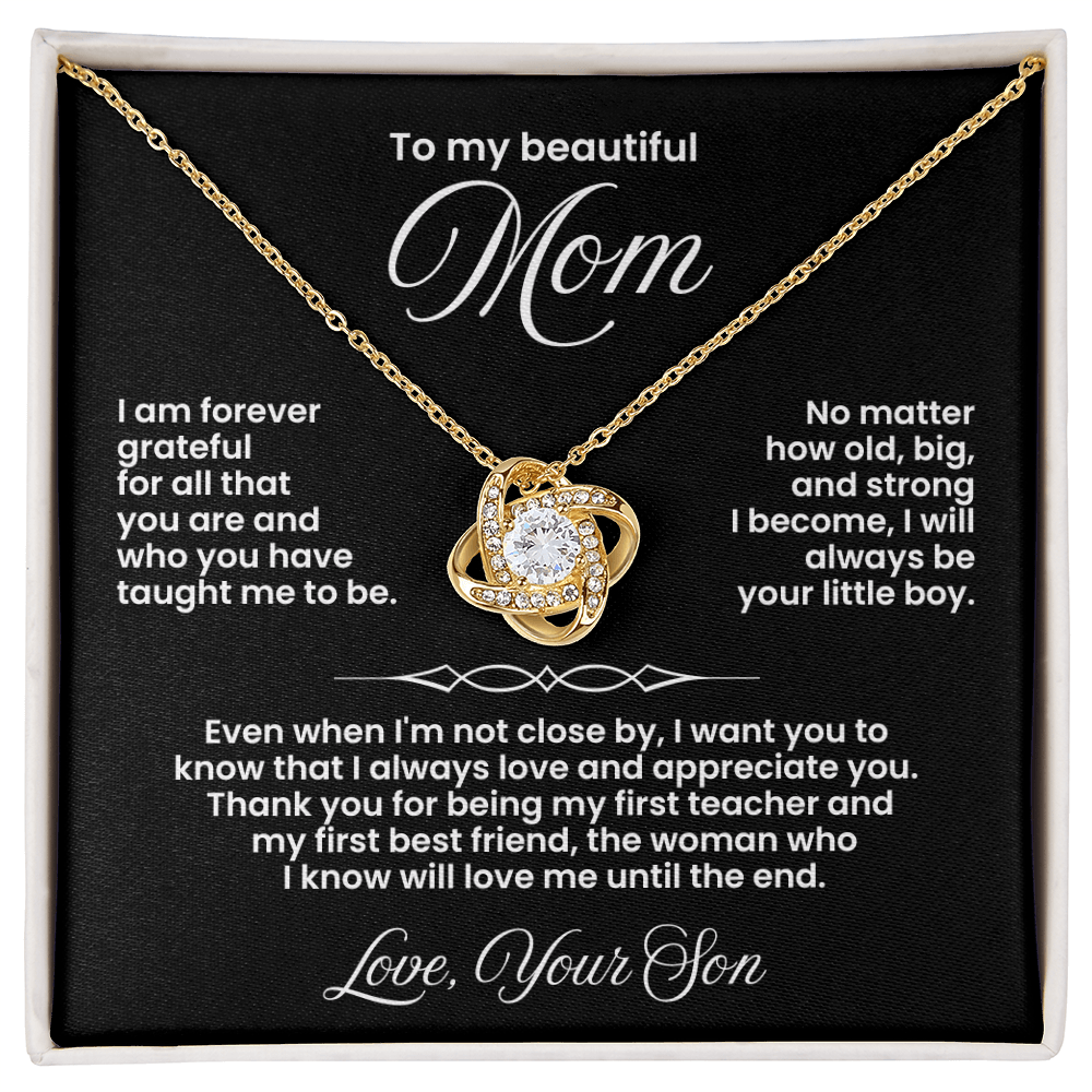 To My Beautiful Mom -I Love & Appreciate You - Love Knot Necklace Gift